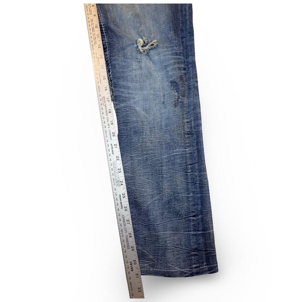 Rock Revival Quency Slim Taper Jeans Mens 36 Distressed Stretch Embroidered - Picture 5 of 12